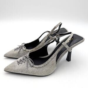 Aldo Stevvie Slingback Pointed Toe Bow Pumps Women's Dark Grey Size US7.5 EU38